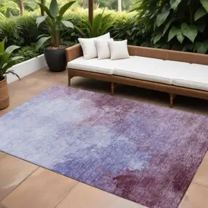 Photo of Purple And Lavender Abstract Washable Indoor Outdoor Area Rug