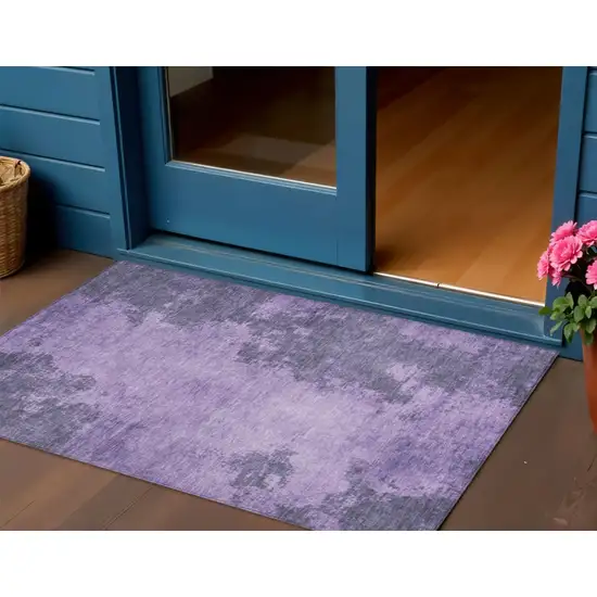 Purple And Lavender Abstract Washable Indoor Outdoor Area Rug Photo 2