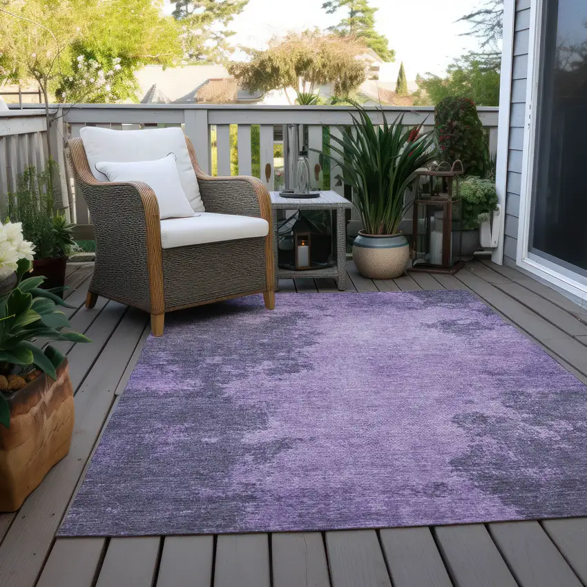 Purple And Lavender Abstract Washable Indoor Outdoor Area Rug Photo 5