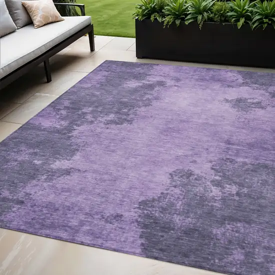 Purple And Lavender Abstract Washable Indoor Outdoor Area Rug Photo 2