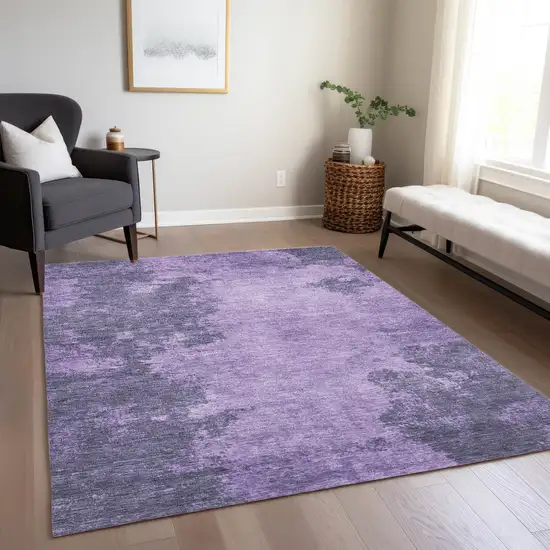 Purple And Lavender Abstract Washable Indoor Outdoor Area Rug Photo 7