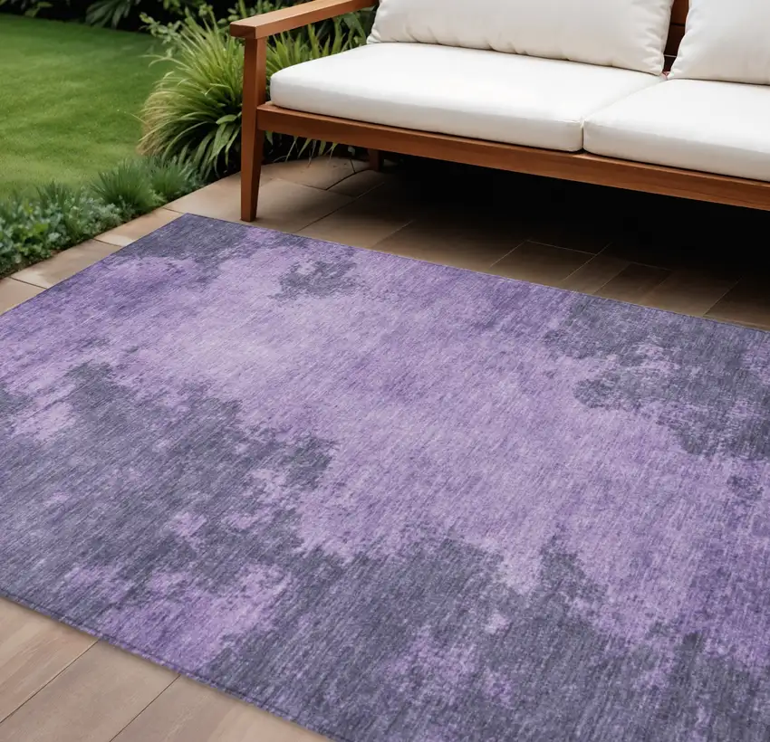 Purple And Lavender Abstract Washable Indoor Outdoor Area Rug Photo 2