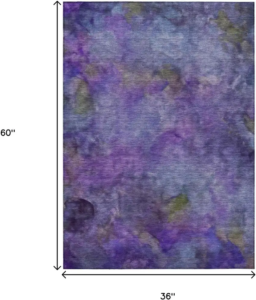 Purple And Lavender Abstract Washable Indoor Outdoor Area Rug Photo 3