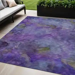 Photo of Purple And Lavender Abstract Washable Indoor Outdoor Area Rug