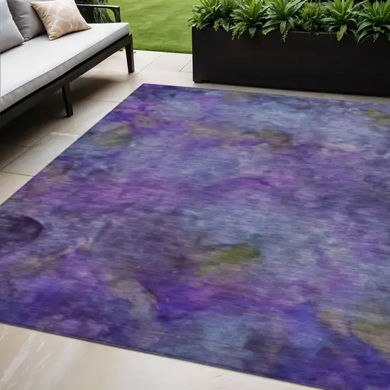 Purple And Lavender Abstract Washable Indoor Outdoor Area Rug Photo 1