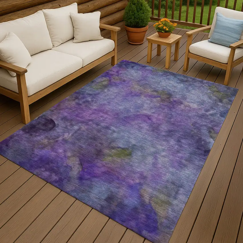 Purple And Lavender Abstract Washable Indoor Outdoor Area Rug Photo 9