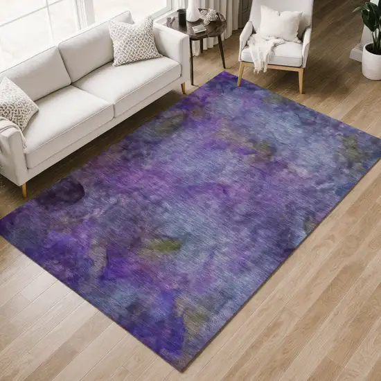 Purple And Lavender Abstract Washable Indoor Outdoor Area Rug Photo 8