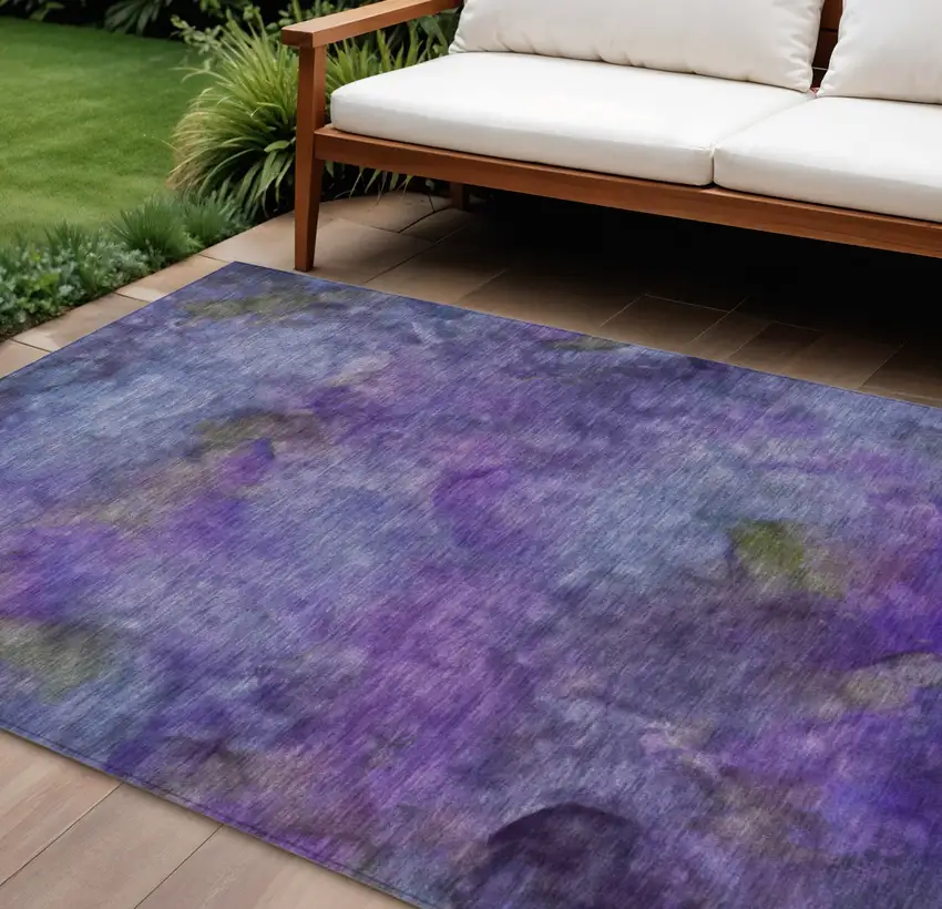 Purple And Lavender Abstract Washable Indoor Outdoor Area Rug Photo 1