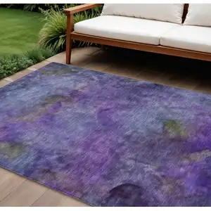 Photo of Purple And Lavender Abstract Washable Indoor Outdoor Area Rug