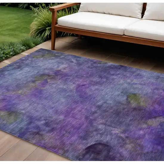 Purple And Lavender Abstract Washable Indoor Outdoor Area Rug Photo 1