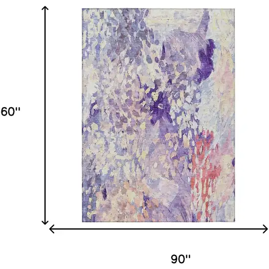Purple And Lavender Abstract Washable Indoor Outdoor Area Rug Photo 7