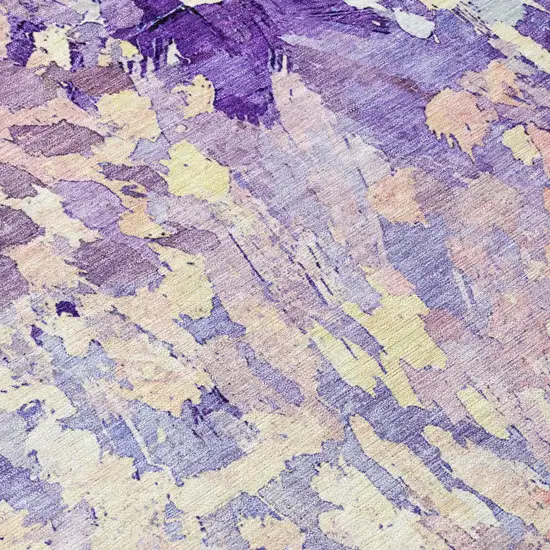Purple And Lavender Abstract Washable Indoor Outdoor Area Rug Photo 6