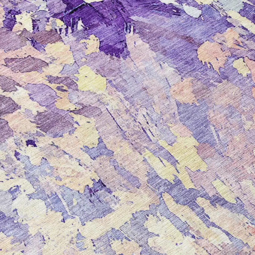 Purple And Lavender Abstract Washable Indoor Outdoor Area Rug Photo 6