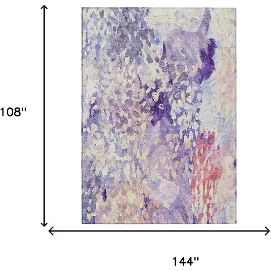 Purple And Lavender Abstract Washable Indoor Outdoor Area Rug Photo 7