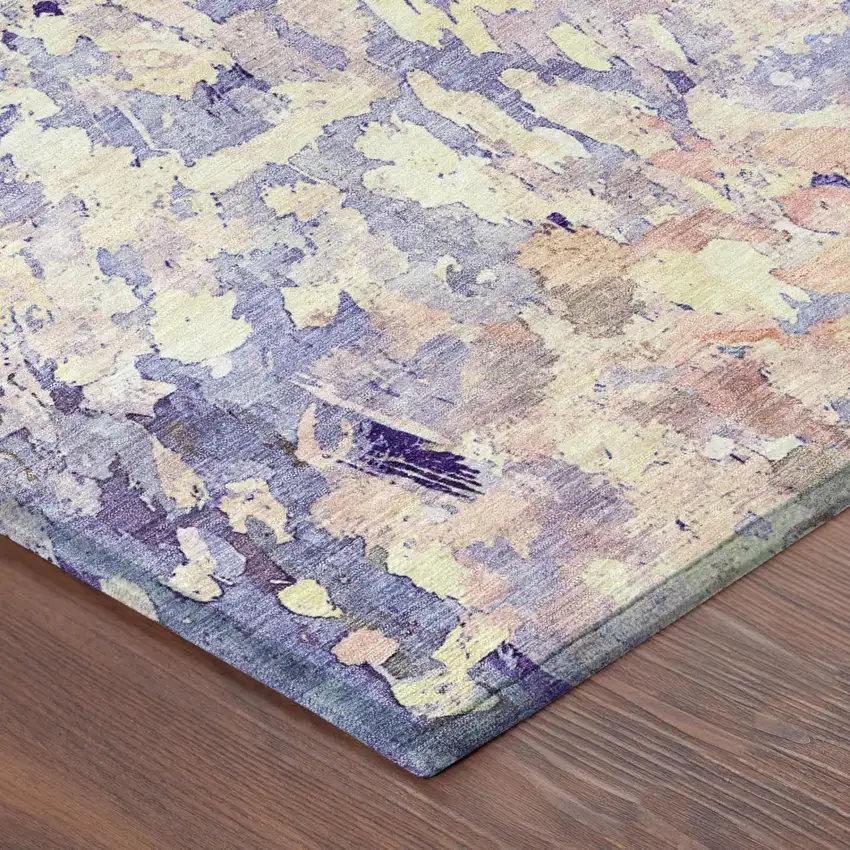 Purple And Lavender Abstract Washable Indoor Outdoor Area Rug Photo 5