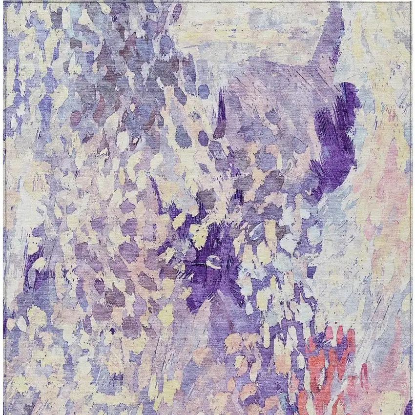 Purple And Lavender Abstract Washable Indoor Outdoor Area Rug Photo 4