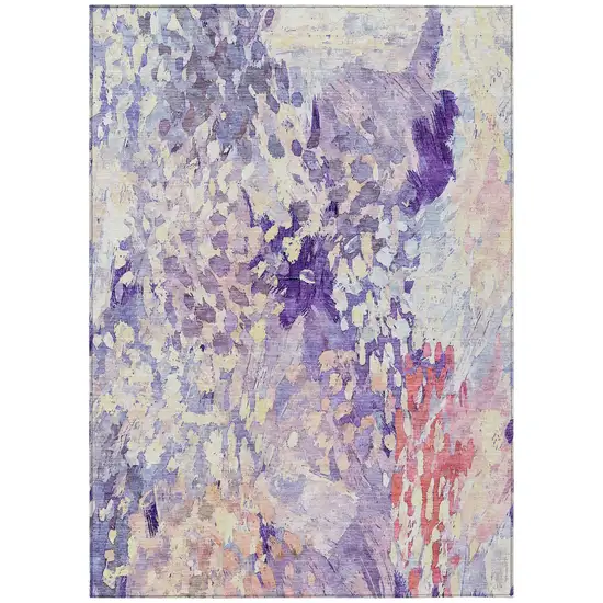 Purple And Lavender Abstract Washable Indoor Outdoor Area Rug Photo 2