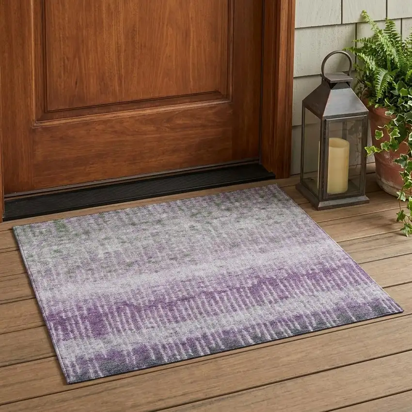 Purple And Lavender Abstract Washable Indoor Outdoor Area Rug Photo 1