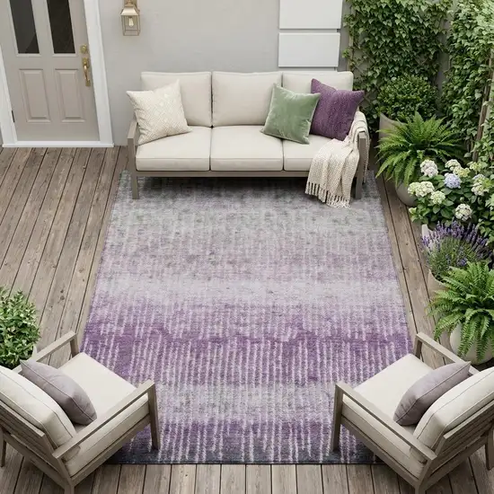 Purple And Lavender Abstract Washable Indoor Outdoor Area Rug Photo 1