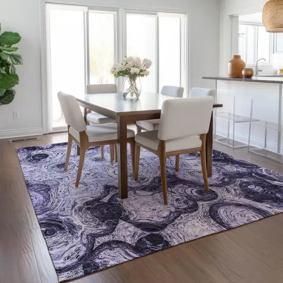 Purple And Lavender Abstract Washable Indoor Outdoor Area Rug Photo 8