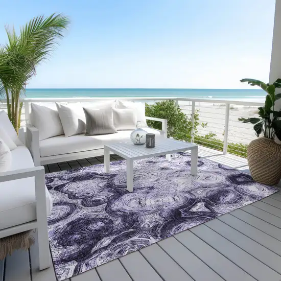 Purple And Lavender Abstract Washable Indoor Outdoor Area Rug Photo 9