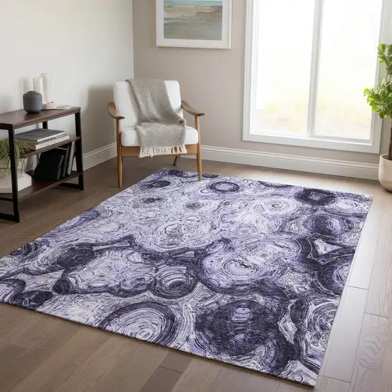 Purple And Lavender Abstract Washable Indoor Outdoor Area Rug Photo 7