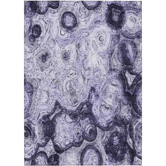 Purple And Lavender Abstract Washable Indoor Outdoor Area Rug Photo 2