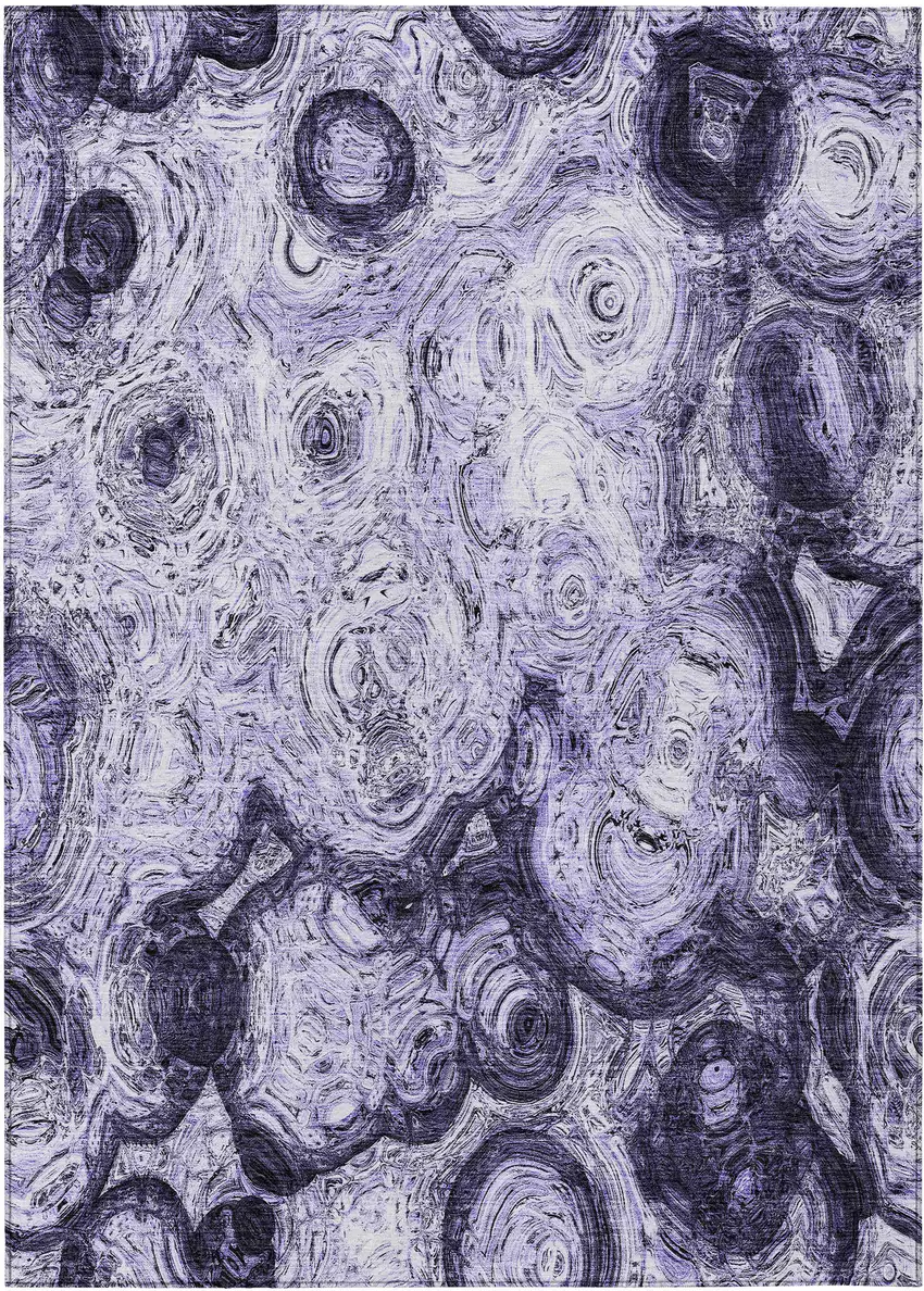 Purple And Lavender Abstract Washable Indoor Outdoor Area Rug Photo 2