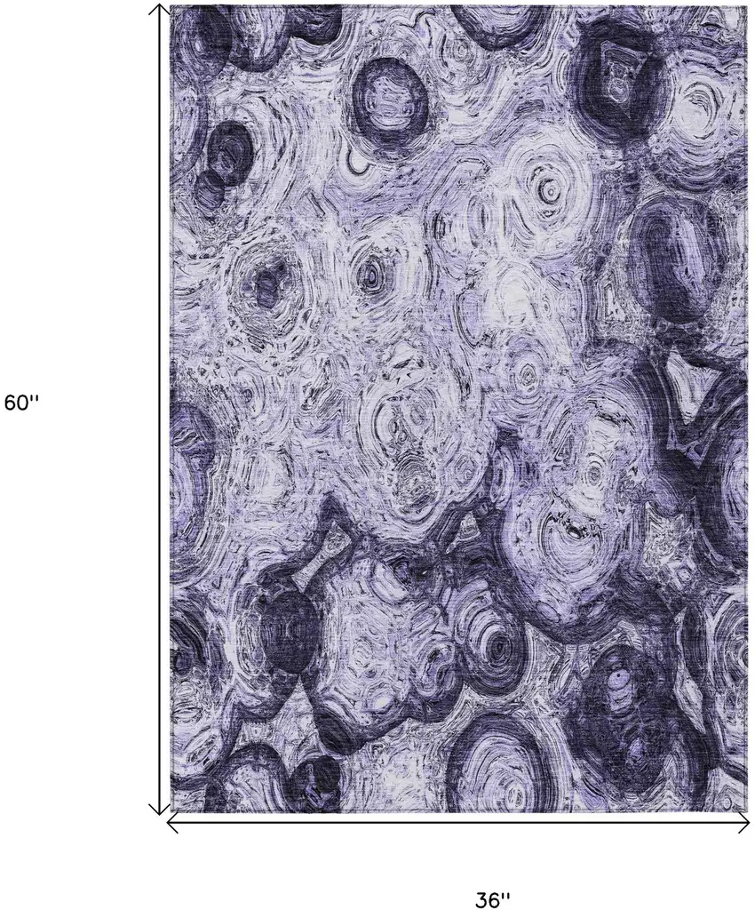 Purple And Lavender Abstract Washable Indoor Outdoor Area Rug Photo 3
