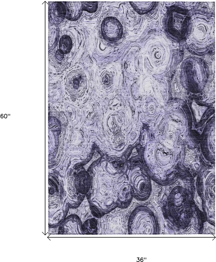 Purple And Lavender Abstract Washable Indoor Outdoor Area Rug Photo 3