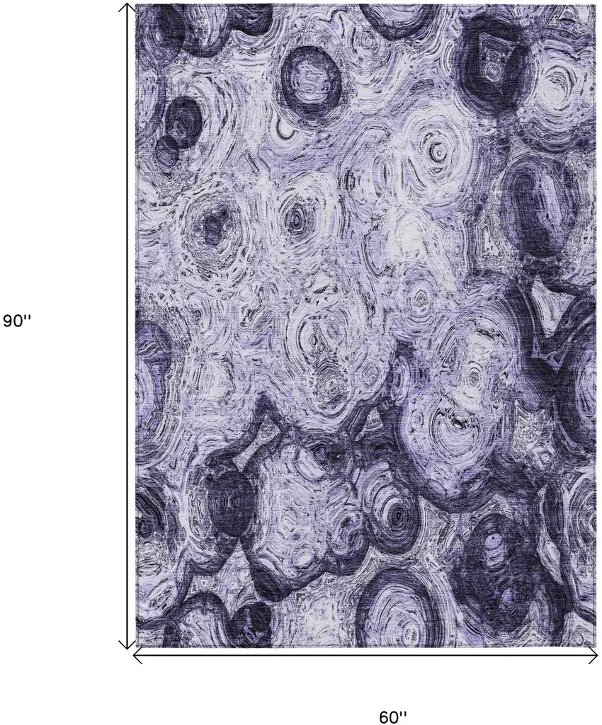 Purple And Lavender Abstract Washable Indoor Outdoor Area Rug Photo 3