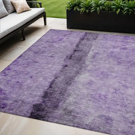 Purple And Lavender Abstract Washable Indoor Outdoor Area Rug Photo 1