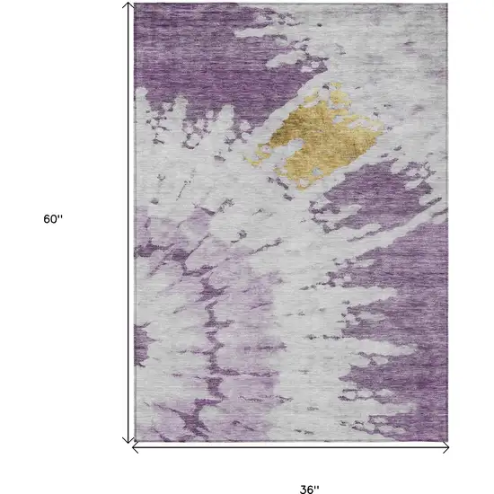 Purple And Lavender Abstract Washable Indoor Outdoor Area Rug Photo 3