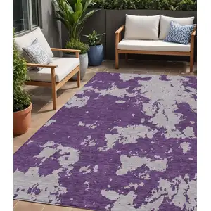 Photo of Purple And Lavender Abstract Washable Indoor Outdoor Area Rug