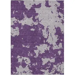 Photo of Purple And Lavender Abstract Washable Indoor Outdoor Area Rug