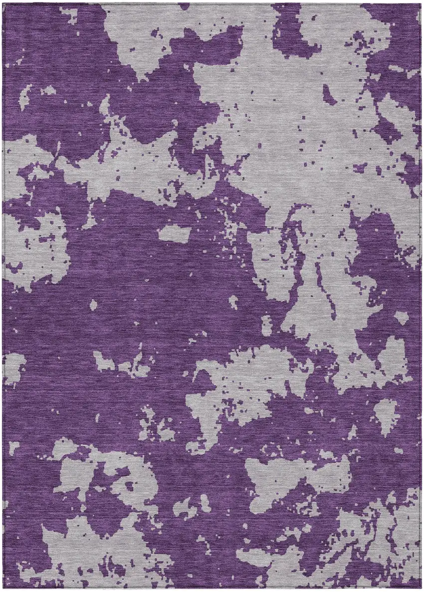Purple And Lavender Abstract Washable Indoor Outdoor Area Rug Photo 2