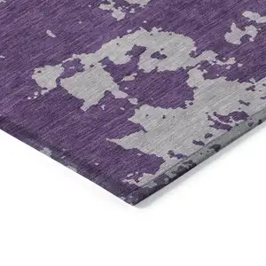 Photo of Purple And Lavender Abstract Washable Indoor Outdoor Area Rug