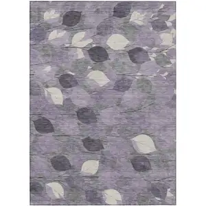 Photo of Purple And Lavender Floral Washable Indoor Outdoor Area Rug