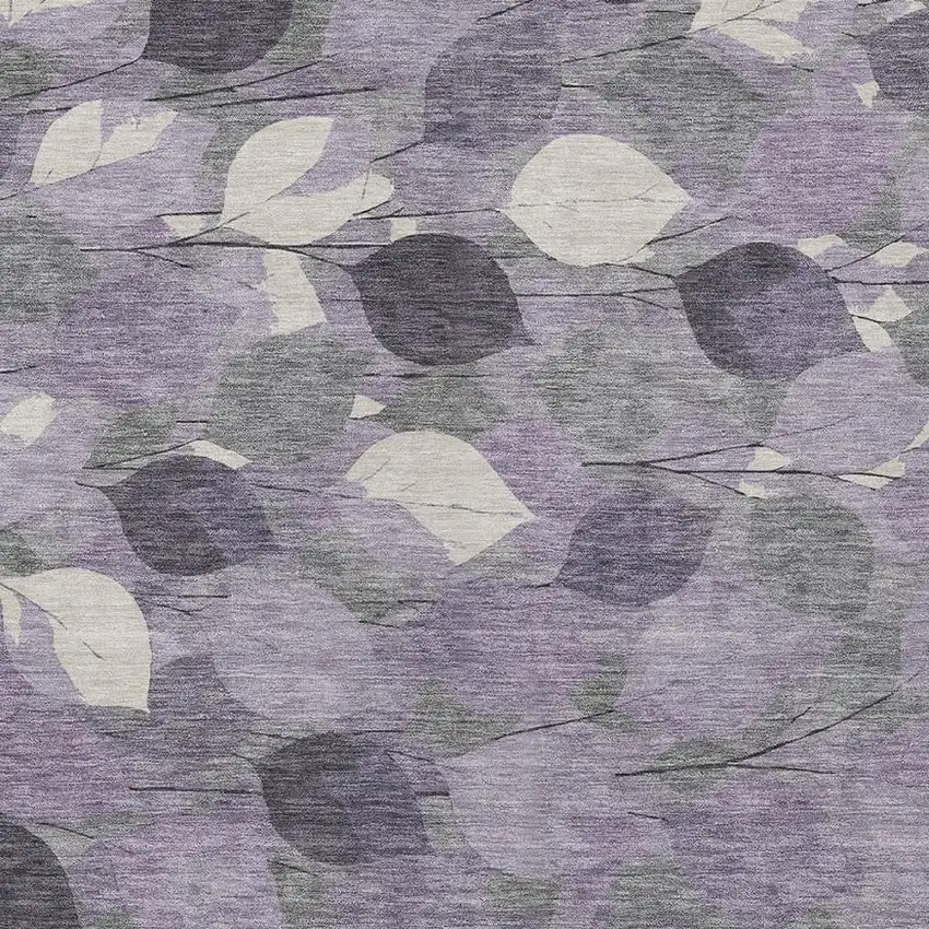 Purple And Lavender Floral Washable Indoor Outdoor Area Rug Photo 2