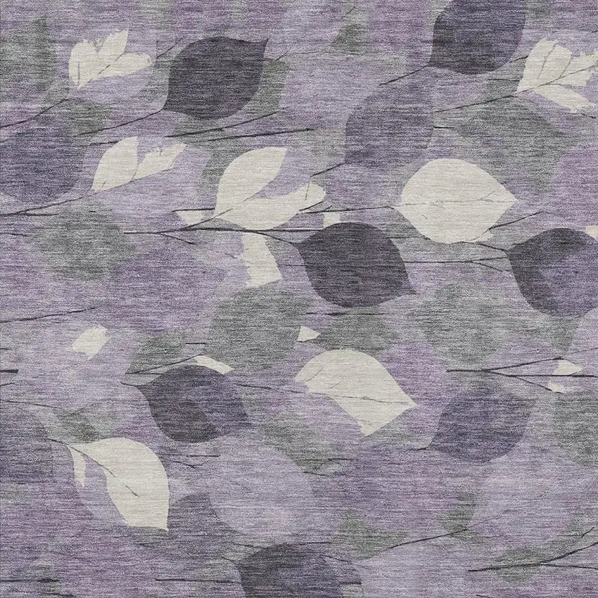 Purple And Lavender Floral Washable Indoor Outdoor Area Rug Photo 2