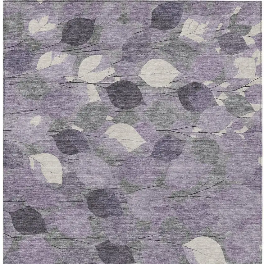 Purple And Lavender Floral Washable Indoor Outdoor Area Rug Photo 3