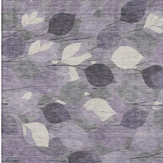 Purple And Lavender Floral Washable Indoor Outdoor Area Rug Photo 2