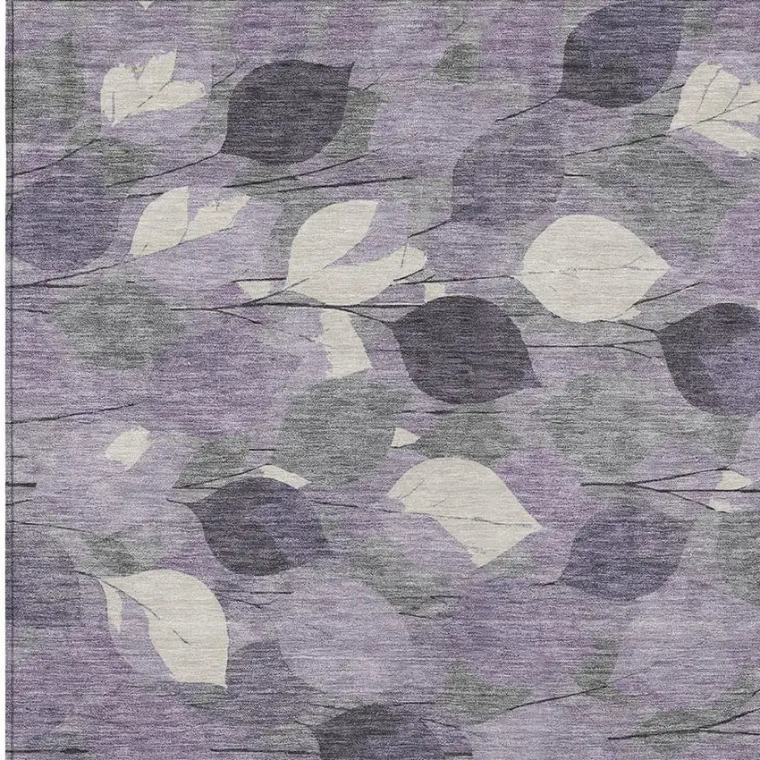 Purple And Lavender Floral Washable Indoor Outdoor Area Rug Photo 2