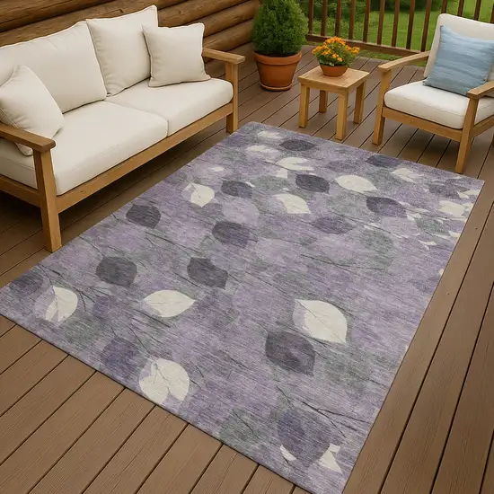 Purple And Lavender Floral Washable Indoor Outdoor Area Rug Photo 4