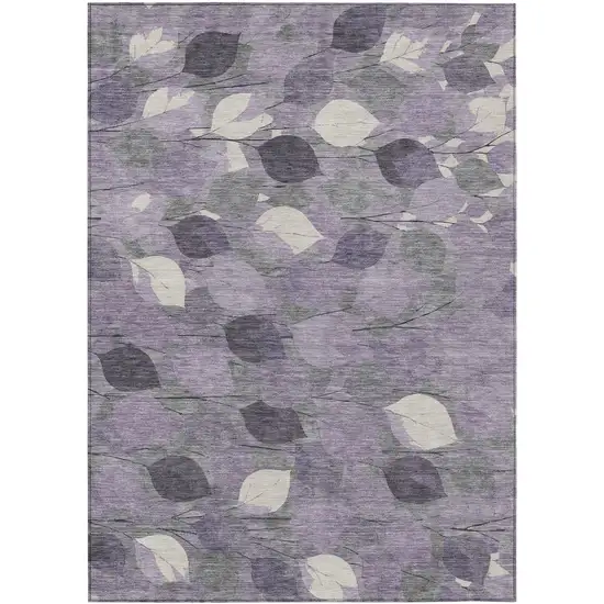 Purple And Lavender Floral Washable Indoor Outdoor Area Rug Photo 1