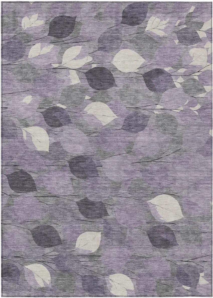 Purple And Lavender Floral Washable Indoor Outdoor Area Rug Photo 1