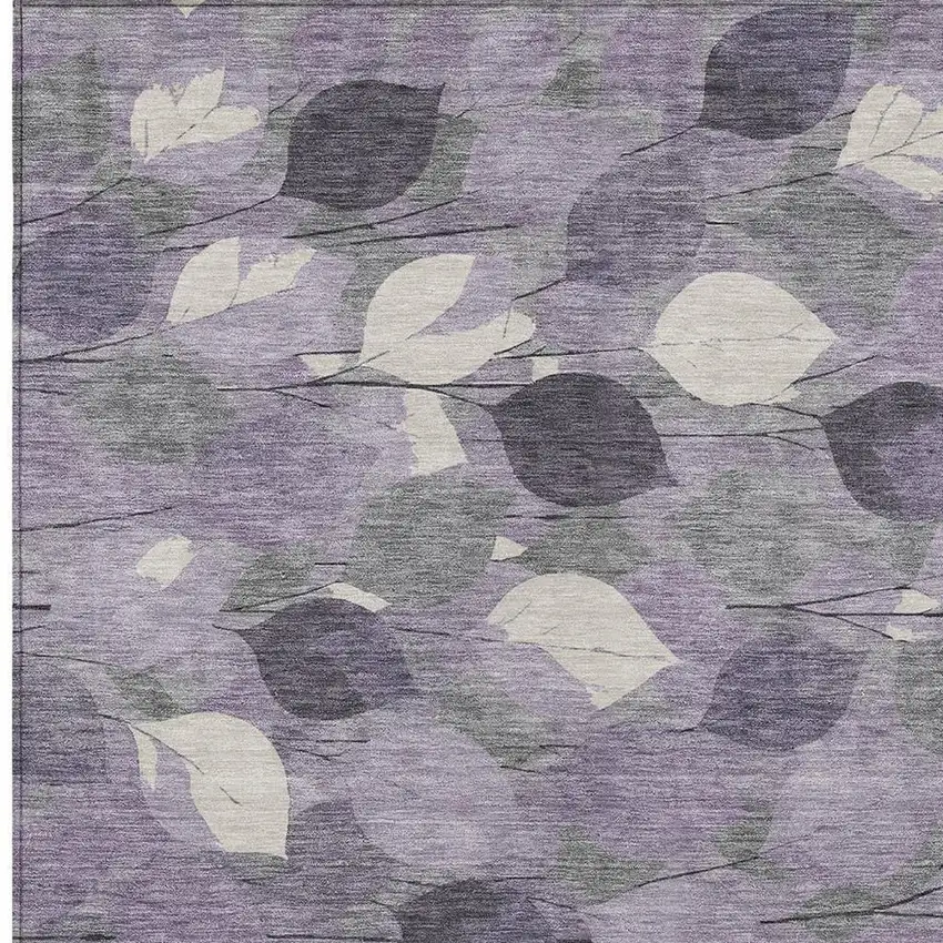 Purple And Lavender Floral Washable Indoor Outdoor Area Rug Photo 2