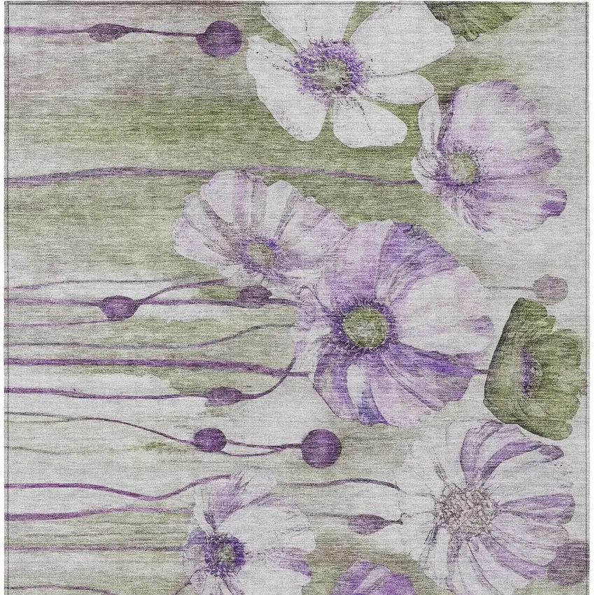 Purple And Lavender Floral Washable Indoor Outdoor Area Rug Photo 6