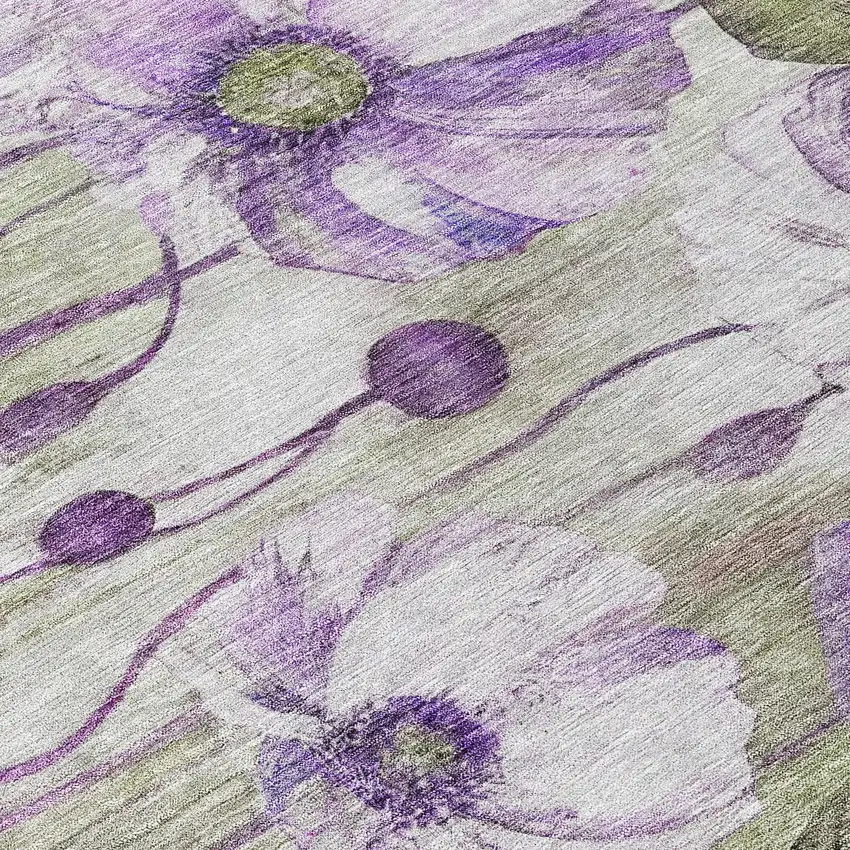 Purple And Lavender Floral Washable Indoor Outdoor Area Rug Photo 4