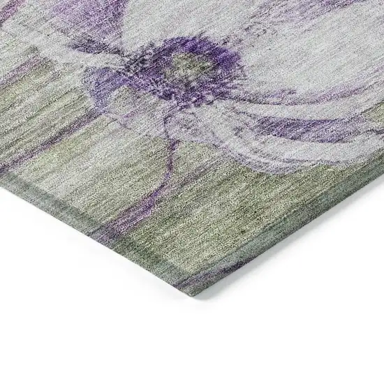 Purple And Lavender Floral Washable Indoor Outdoor Area Rug Photo 3